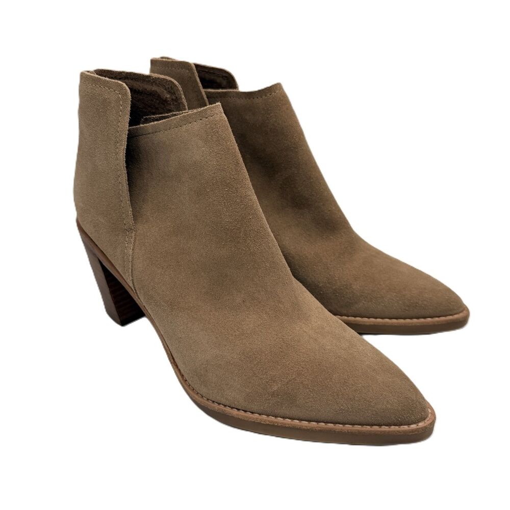 Dolce Vita Tan Suede Ankle Boots Bootie Size 8 Modern Chic Western Block Heel